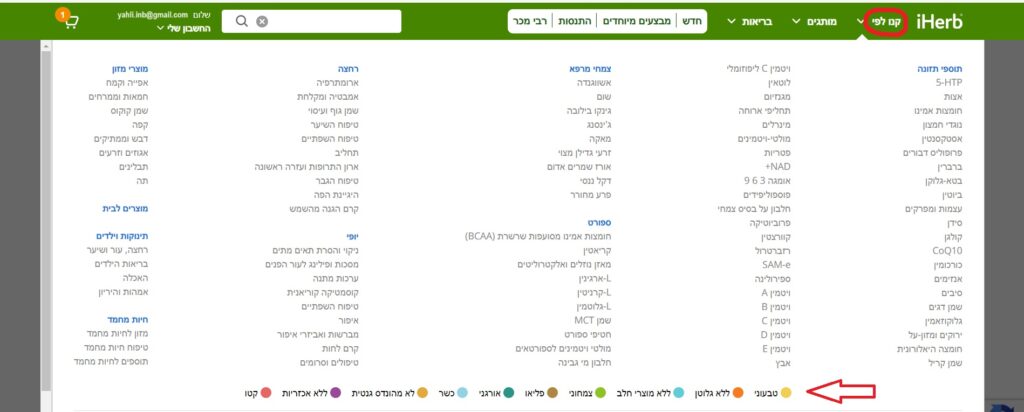 אפשרויותחיפוש באתר אייהרב לפי סוג מוצר, מותג ומצב בריאותי